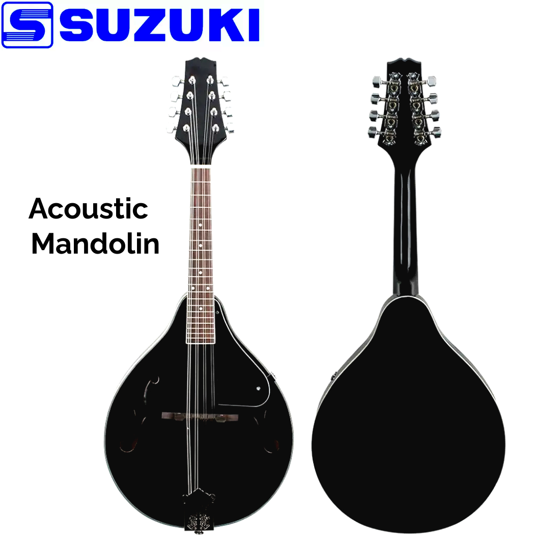 SUZUKI Spruce Wood 8-string A Style Acoustic Mandolin - Black
